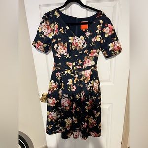 ModCloth floral navy dress with belt